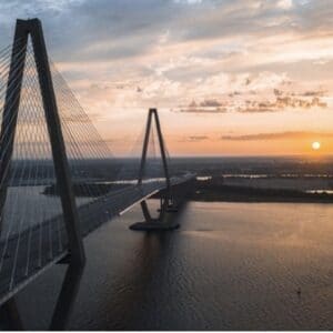 The cable-stayed bridge over the Cooper River in South Carolina
