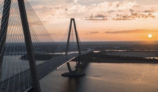 The cable-stayed bridge over the Cooper River in South Carolina